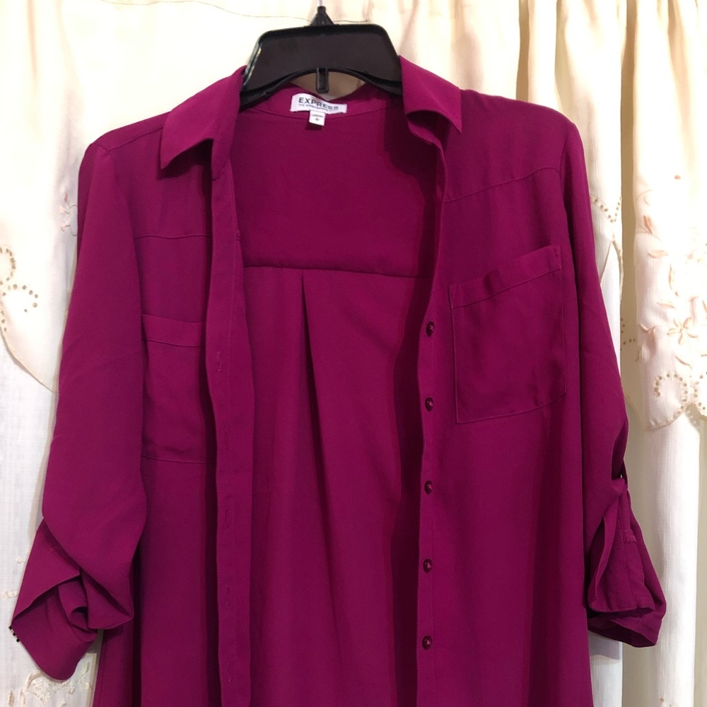Express Portofino Collar Shirt Magenta